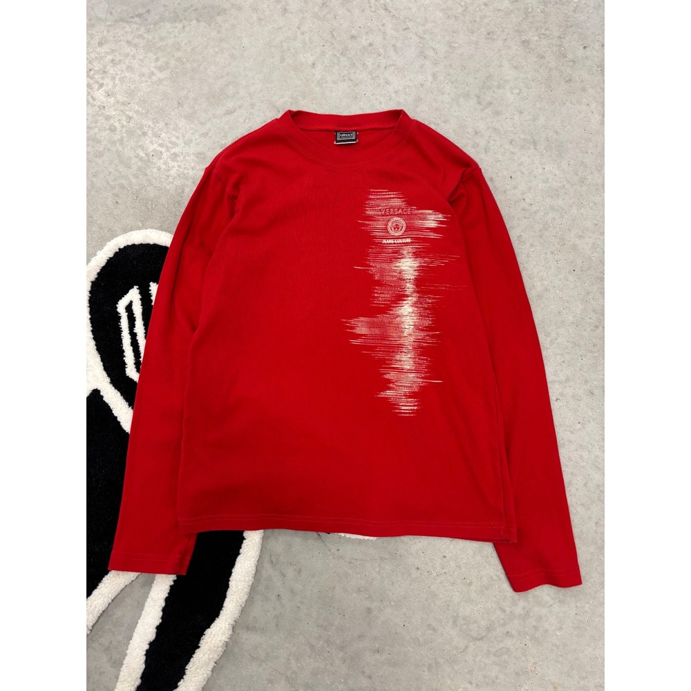 Versace Jeans Couture Red Long Sleeve Medusa Logo Shirt Made in Italy Mens L